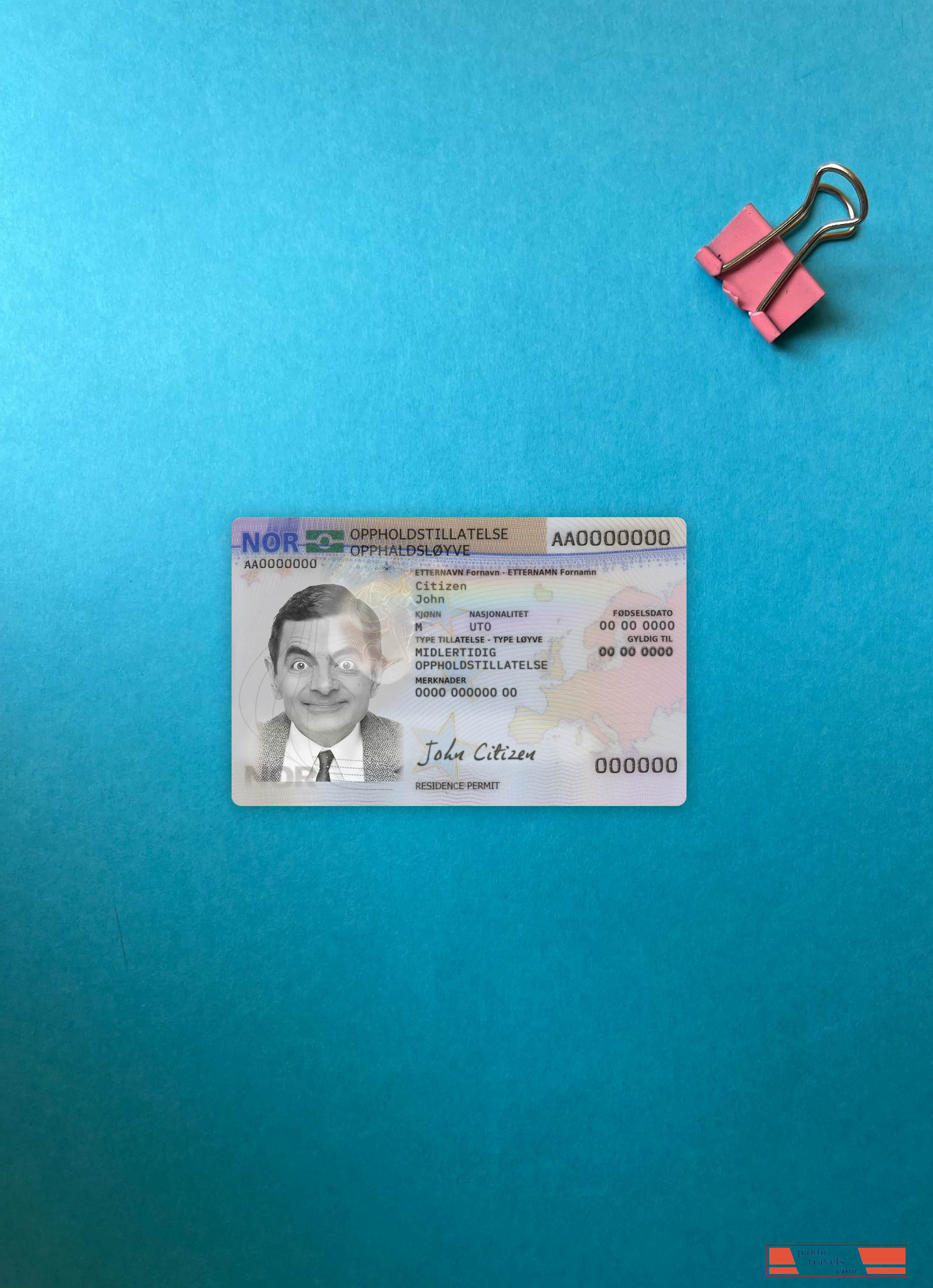 Norway residence card photolook front PSD template